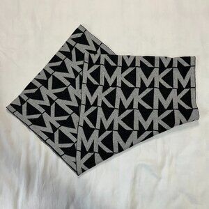 Michael by Michael Kors Black Gray MK Infinity Wrap Scarf | Size 29" X 15"